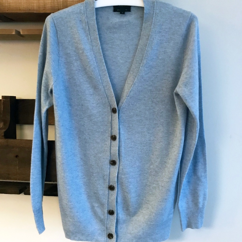J. Crew Classic V-neck Cardigan with Cashmere Blue